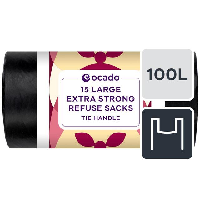 Ocado Large Extra Strong Refuse Sacks 100L, 15 per Pack