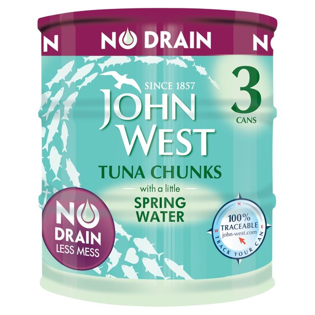 John West No Drain Tuna Steak In Spring Water, 3 x 110g