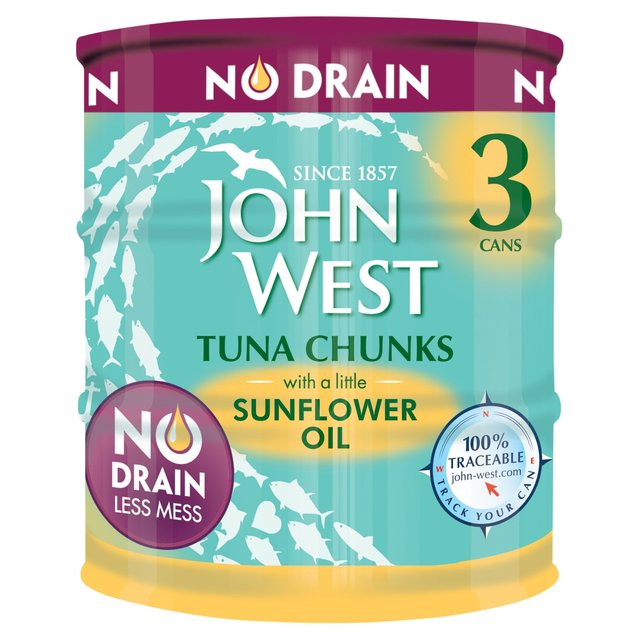 John West No Drain Tuna Steak In Sunflower Oil, 3 x 110g