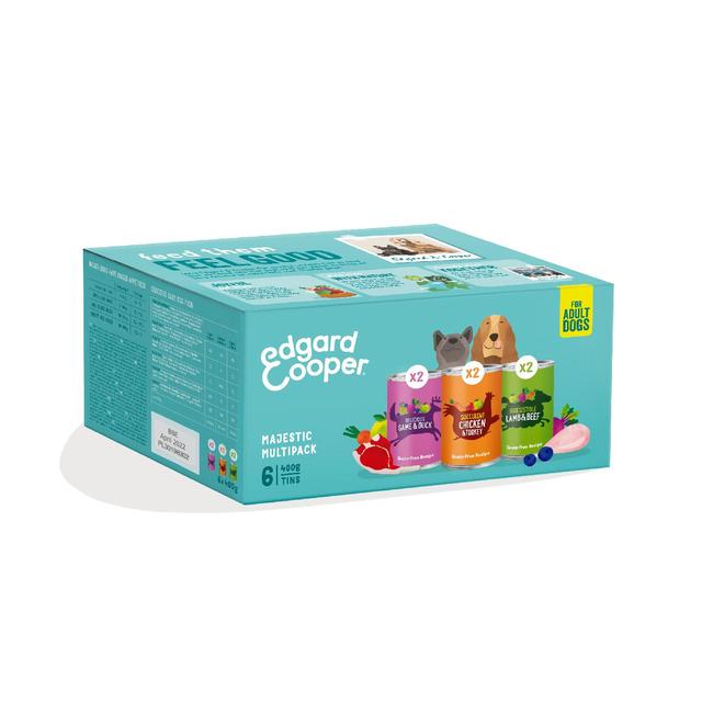 Edgard & Cooper Natural Adult Grain Free Wet Dog Food Tin Multipack, 6 x 400g