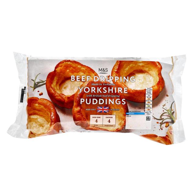 M & S 4 Beef Dripping Yorkshire Puddings, 192g
