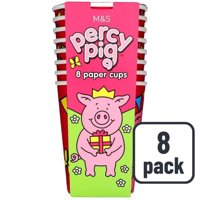 M & S Red, Yellow and Blue Percy Pig 8 Paper Cups, 8 Per Pack