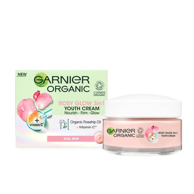 Garnier Organic Rosy Glow 3in1 Youth Cream Rosehip Seed Oil, 50ml