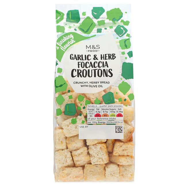 M & S Garlic & Herb Focaccia Croutons, 80g