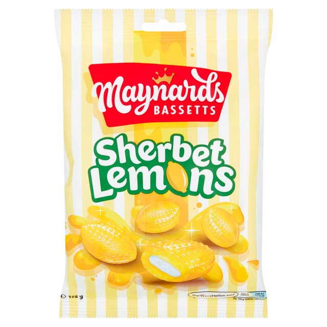 Cadbury Maynards Bassetts Sherbet Lemons Sweets Bag, 192g
