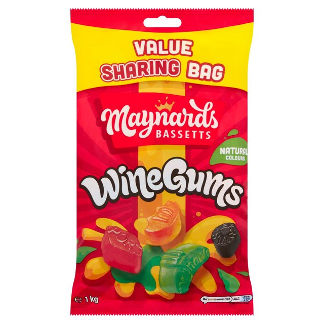 Cadbury Maynards Bassetts Wine Gums Sharing Sweets Bag, 1kg