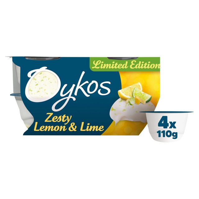 Oykos Zesty Lemon & Lime Greek Style Yoghurt, 4 x 110g