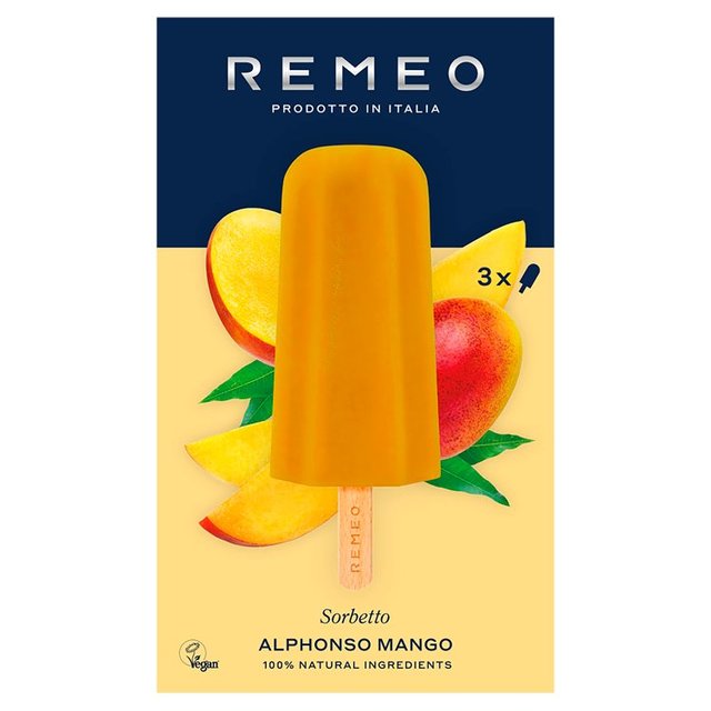 Remeo Gelato Alphonso Mango Sorbet Lolly, 3 x 70g