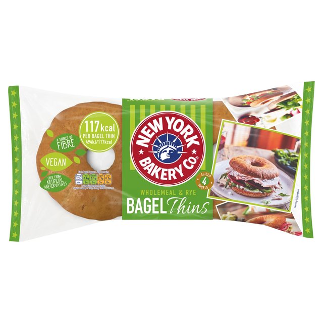 New York Bagel Co Wholemeal & Rye Thins, 4 Per Pack
