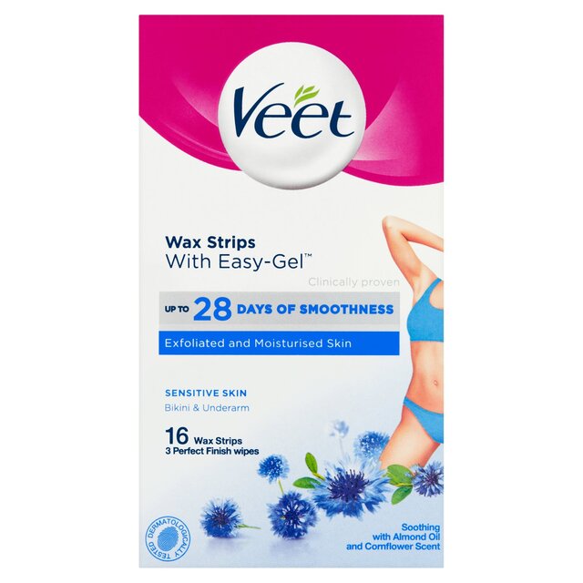 Veet Cold Wax Strips For Bikini Underarm Sensitive Skin Ocado
