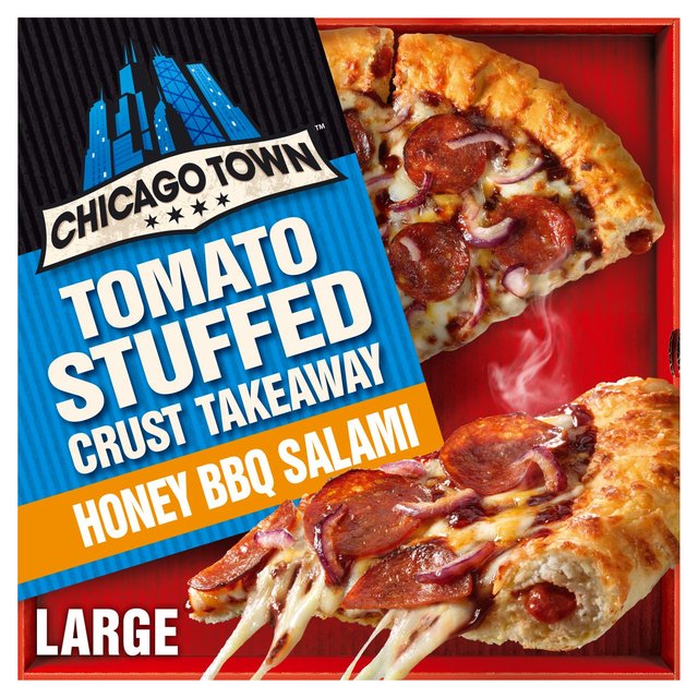 Chicago Town Takeaway Stuffed Crust BBQ Pepperoni Salami Large Pizza, 635g