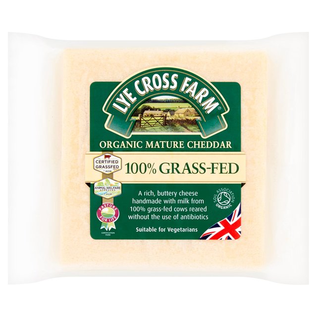 Lye Cross Farm Organic Grass-Fed Mature Cheddar, 200g