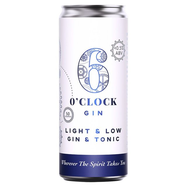 6 O’clock Gin Light & Low Gin & Tonic, 250ml