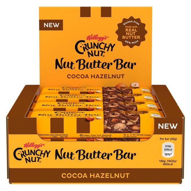 Kellogg’s Crunchy Nut Nut Butter Bars Cocoa Hazelnut, 12 x 45g