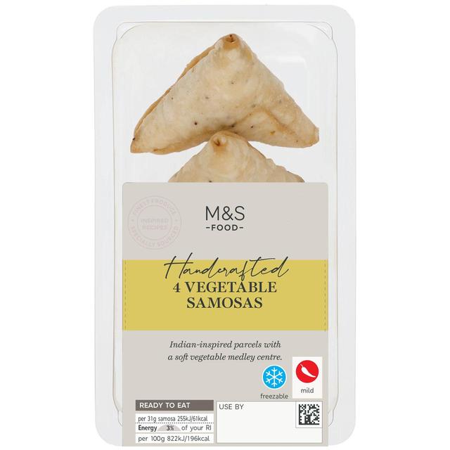 M & S Handcrafted 4 Vegetable Samosas, 120g