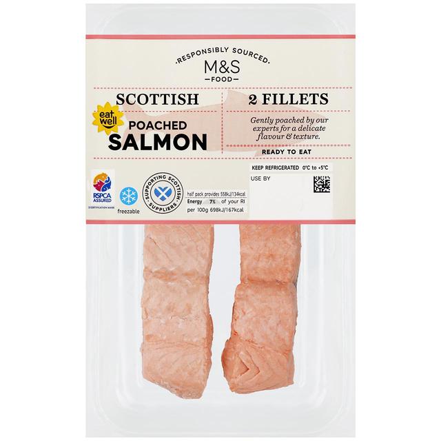 M & S 2 Scottish Poached Salmon Fillets, 160g