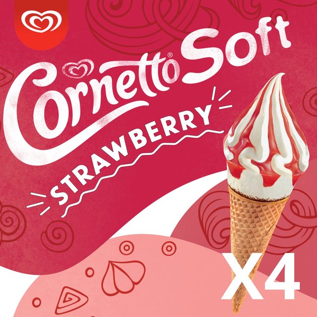 Cornetto Soft Strawberry Ice Cream Cones, 560ml