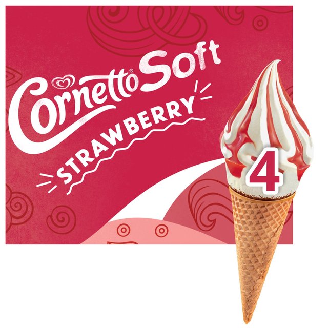Cornetto Soft Strawberry Ice Cream Cones, 560ml