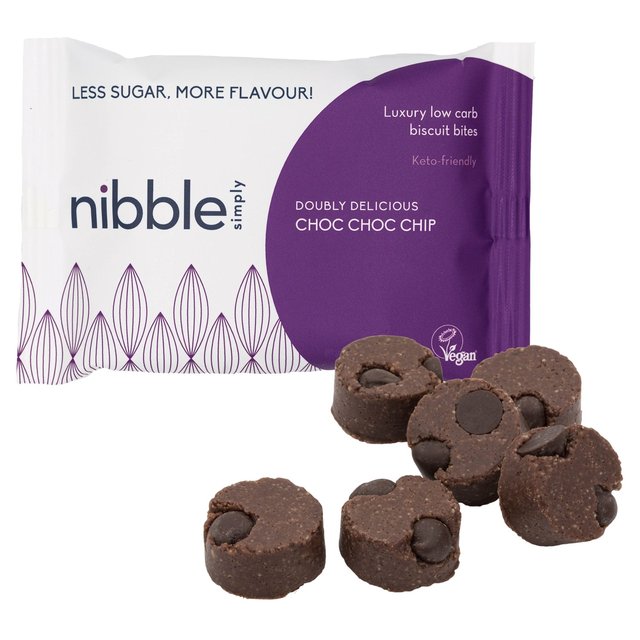 Nibble Simply Doubly Delicious Choc Choc Chip Low Carb Biscuit Bites, 36g