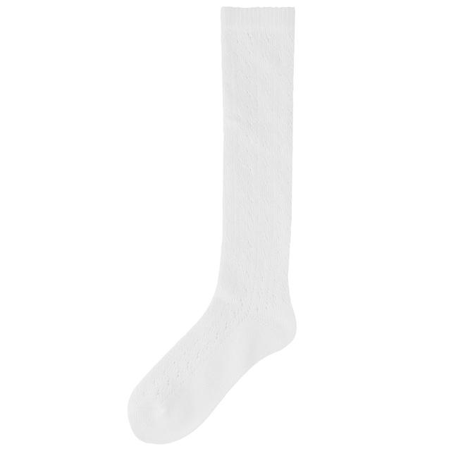 M & S Girls, Butterfly Knee High Socks, Size 6-8.5, White