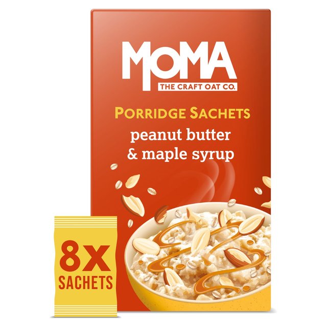 Moma Peanut Butter & Maple Syrup Jumbo Oat Porridge Sachets Vegan 8x35g