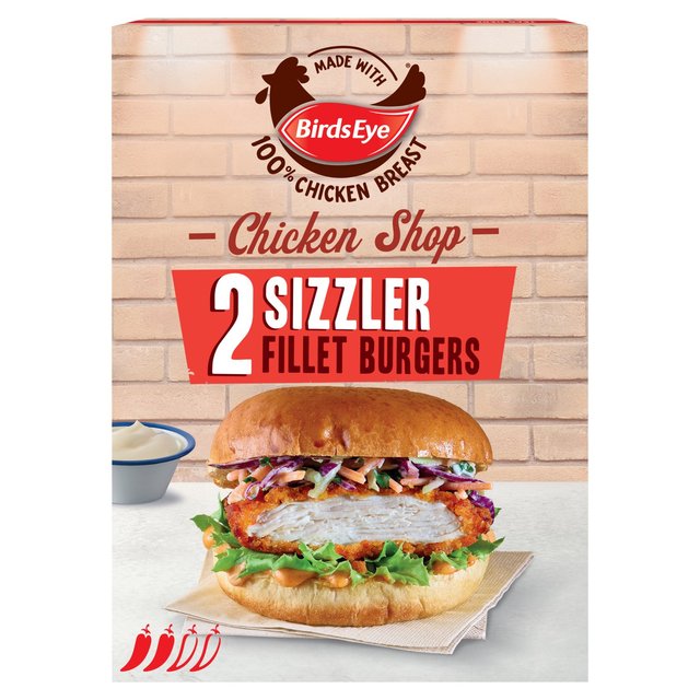 Birds Eye Chicken Shop 2 Sizzler Breaded Chicken Fillet Burgers, 227g