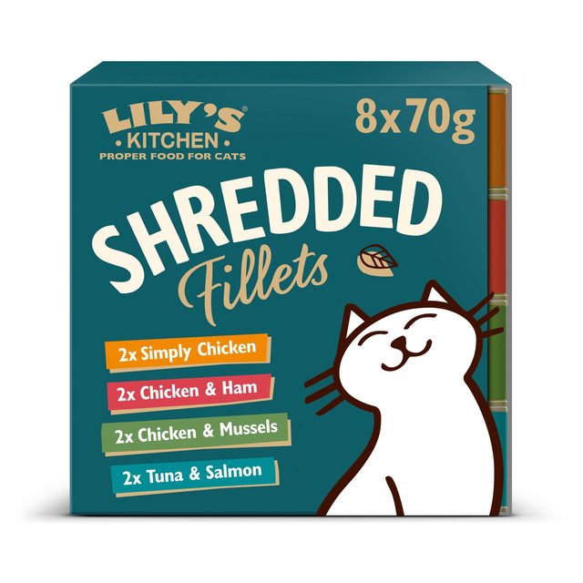 Lily’s Kitchen Shredded Fillets in Broth Multipack Wet Food for Cats, 8 x 70g