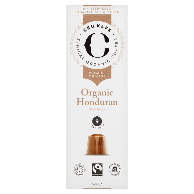 CRU Kafe Organic Honduran Single Origin Nespresso Compatible Capsules, 10 Per Pack