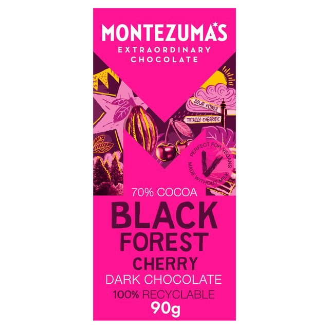 Montezuma’s Black Forest Dark Chocolate With Cherry, 90g