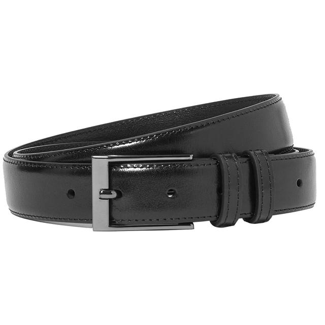 M & S Collection Mens Leather Smart Belt, Size M 34-36, Black