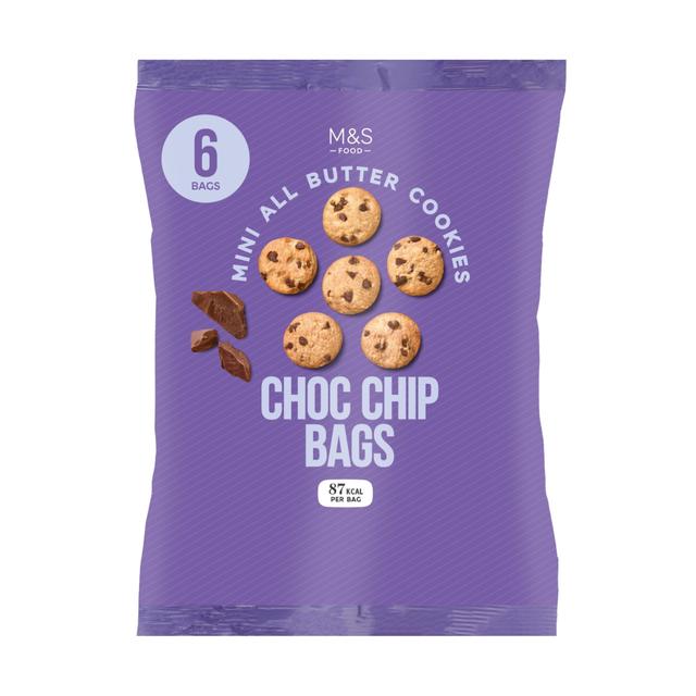 M & S 6 Mini Chocolate Chip Cookie Bags, 6 x 18g