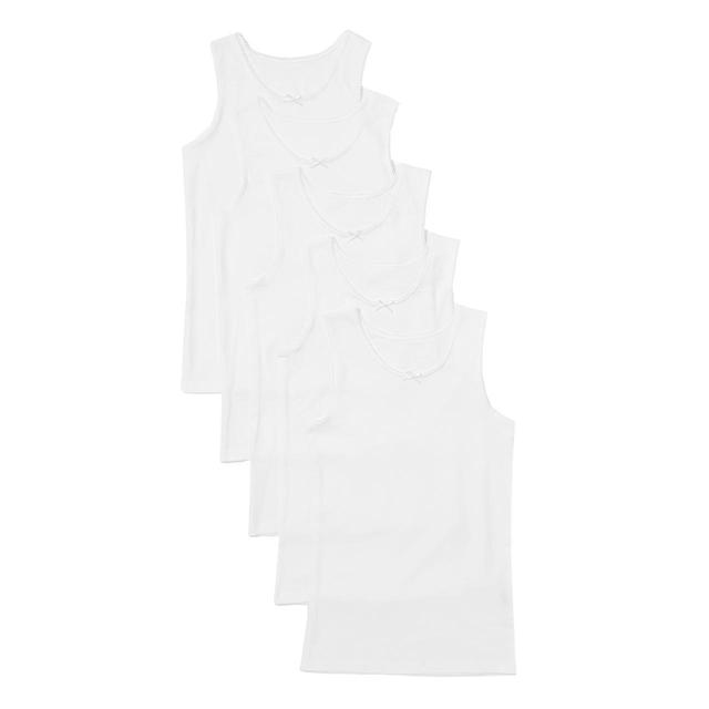 M & S Girls 5 Pack Pure Cotton Vests, 2-16 Years, ’11-12 Years White