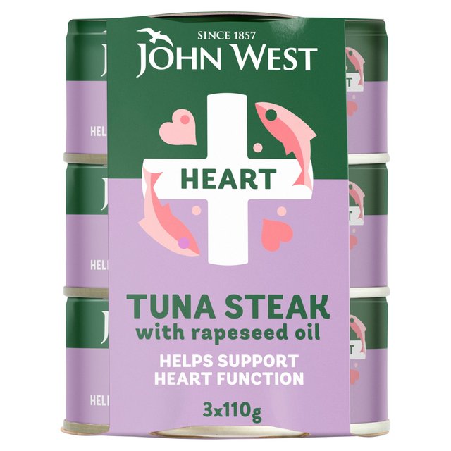 John West Heart No Drain Tuna With Added Omega 3 In Rapeseed Oil 3 Pack, 3 x 110g
