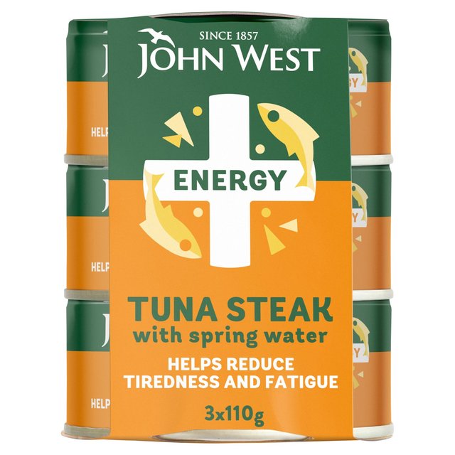 John West Energy Tuna With Added VitamIn B6 & B12 In Spring Water, 3 x 110g