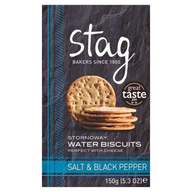 Stag Bakeries Sea Salt & Black Pepper Water Biscuits, 150g