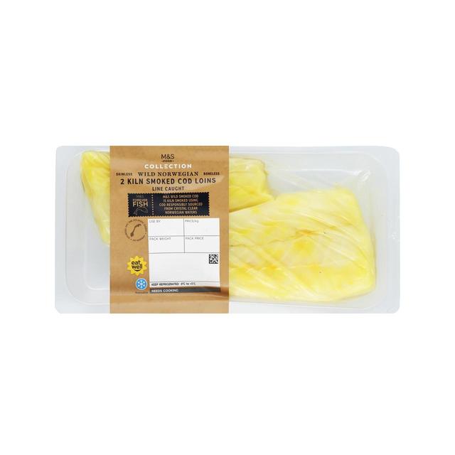 M & S Collection 2 Skinless & Boneless Smoked Cod Loins, Typically: 250g