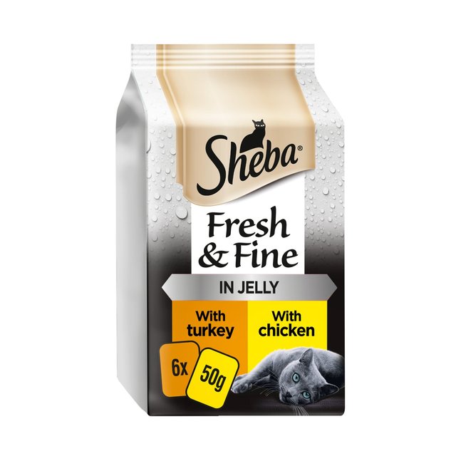Sheba Fresh & Fine Cat Pouches Poultry Collection in Jelly, 6 x 50g