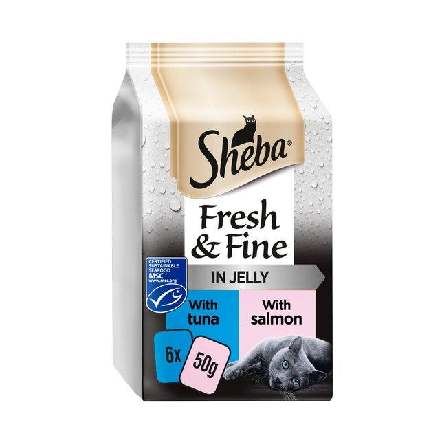 Sheba Fresh & Fine Cat Pouches MSC Fish Collection in Jelly, 6 x 50g