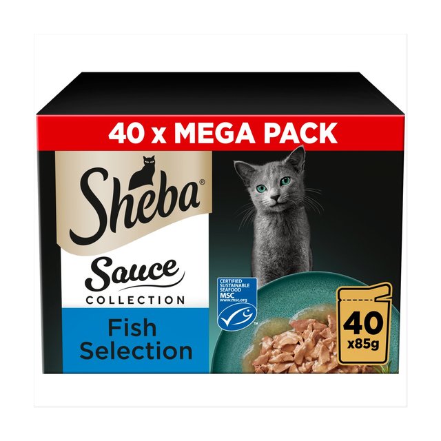 Sheba Fine Flakes Cat Pouches MSC Fish Selection in Gravy Bulk Pack, 40 x 85g