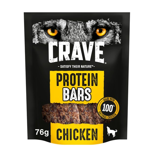 Crave Natural Grain Free Protein Bar Adult Dog Treat Chicken, 76g