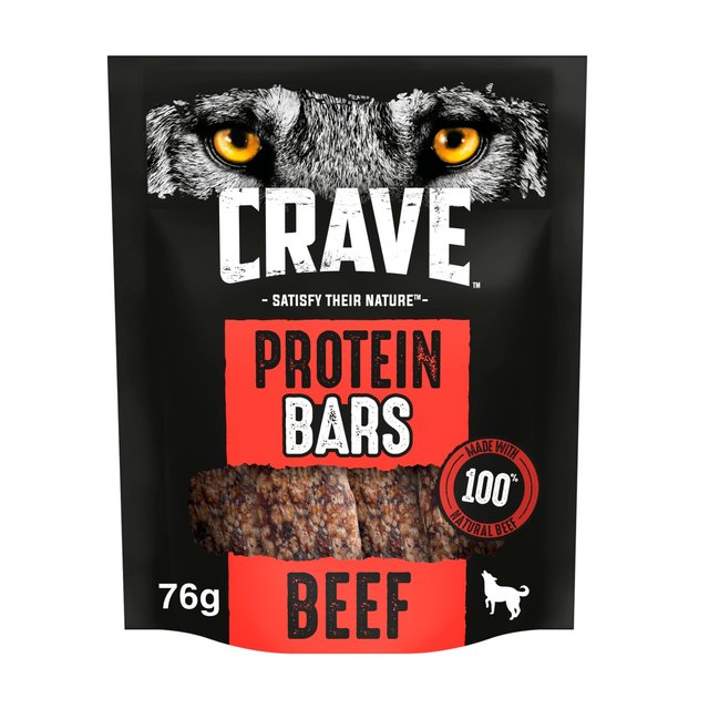 Crave Natural Grain Free Protein Bar Grain Adult Dog Treat Beef, 76g