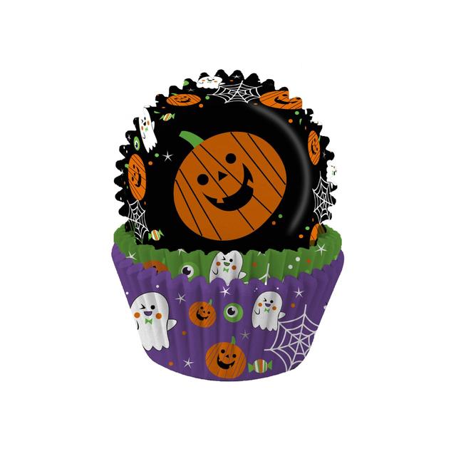 Anniversary House Black, Orange And Purple Fun Halloween Icons Assortment Cupcake Cases, Size 3.2x5cm, 75 per Pack