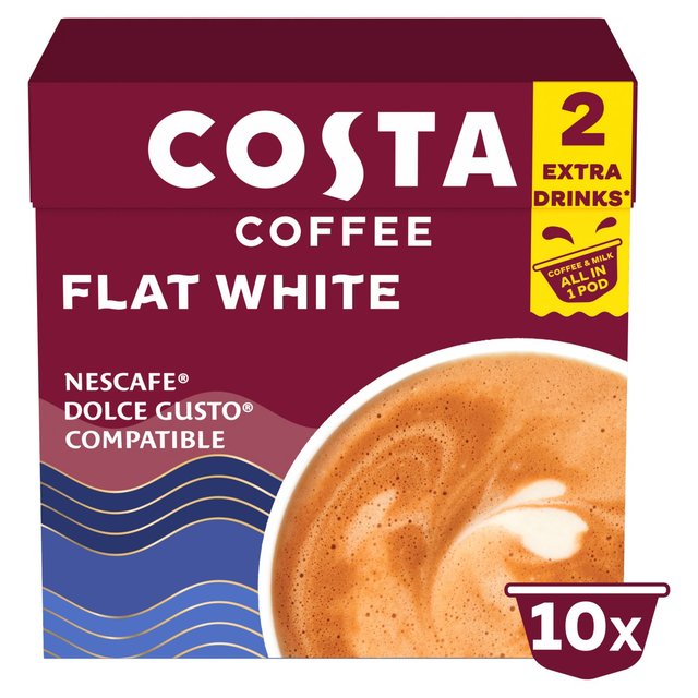 Costa Coffee Nescafe Dolce Gusto Compatible Flat White, 10 per Pack