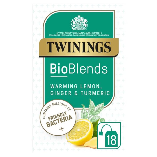 Twinings Bioblends Lemon, Ginger and Turmeric Tea With Friendly Bacteria, 18 Per Pack
