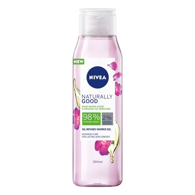 Nivea Naturally Good Rose Water & Organic Oil Infused Shower Gel, 300ml