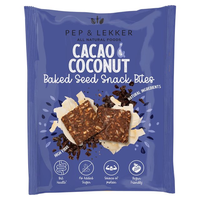 Pep & Lekker Cacao & Coconut Baked Seed Prebiotic Snack Bites, 30g