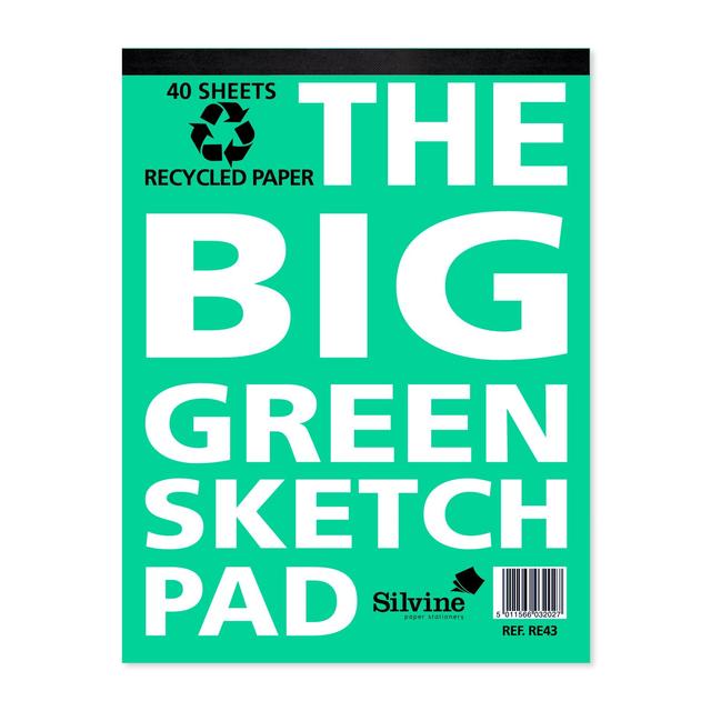 Sinclairs Silvine Big Green Recycled Sketch Book, 243x316mm
