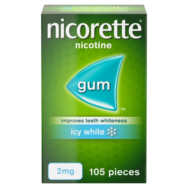 Nicorette Icy White Gum, 2 mg, 105 Gums, Stop Smoking Aid, 105 Per Pack
