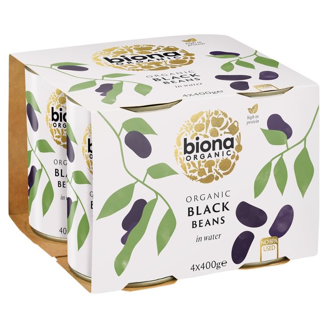 Biona Organic Black Beans, 4 x 400g