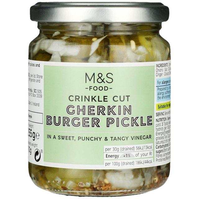 M & S Vegan Crinkle Cut Gherkin Burger Pickle, 270g
